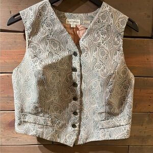Ann Taylor Paisley Vest in Green and Pink